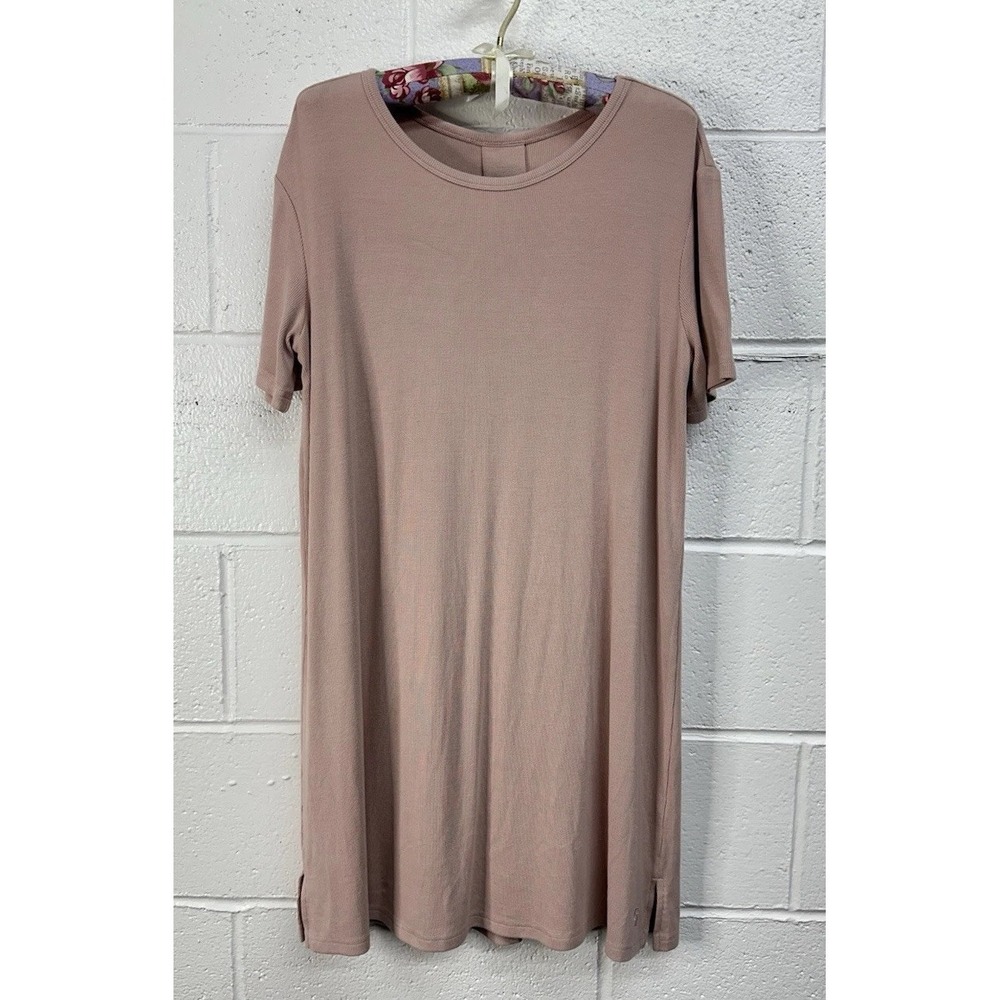Cozy Earth Rib-Knit Boyfriend Sleep Dress‎ Pink Bamboo / Women's XS